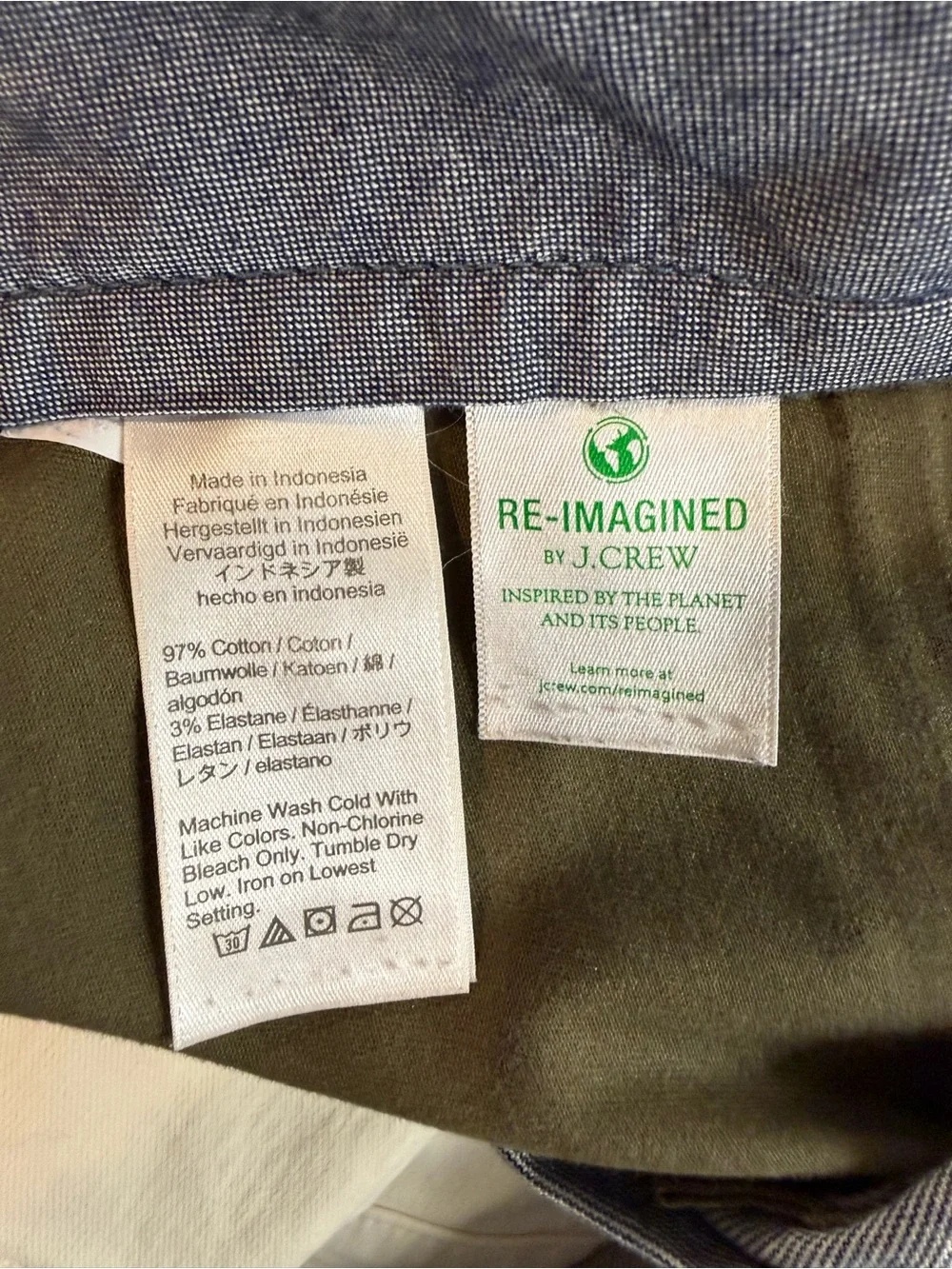 J.Crew 484 Slim Fit Stretch Chino Pants Olive Green 33x30